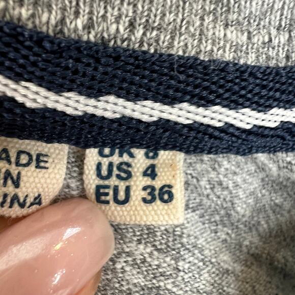 SUPERDRY Gray Sportstyle Essential Crop Top Cotton Ribbed Cuffs Crew Neck Size 4 - Picture 10 of 11